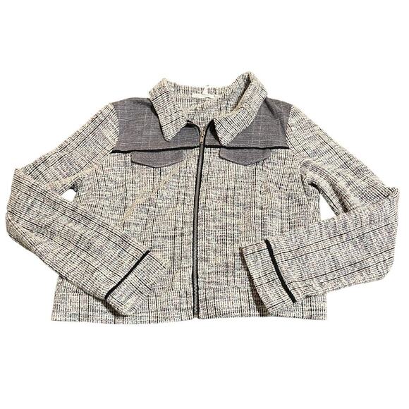 BCBGeneration‎ Knit Jacket Size Large Gray Tweed Zip Lightweight Blazer - Picture 1 of 7
